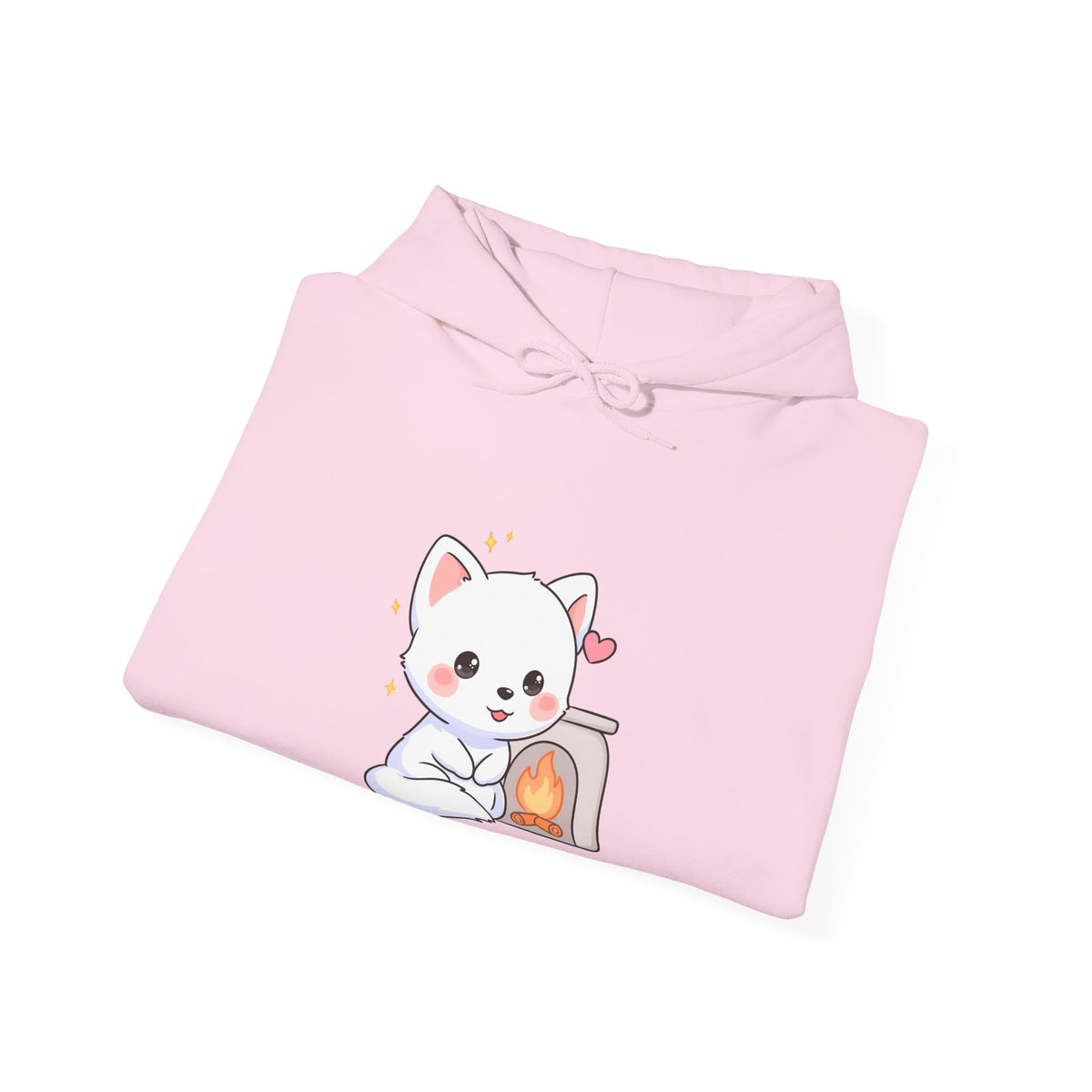 Kawaii Arctic Fox Hoodie for Cozy Fireplace Evenings