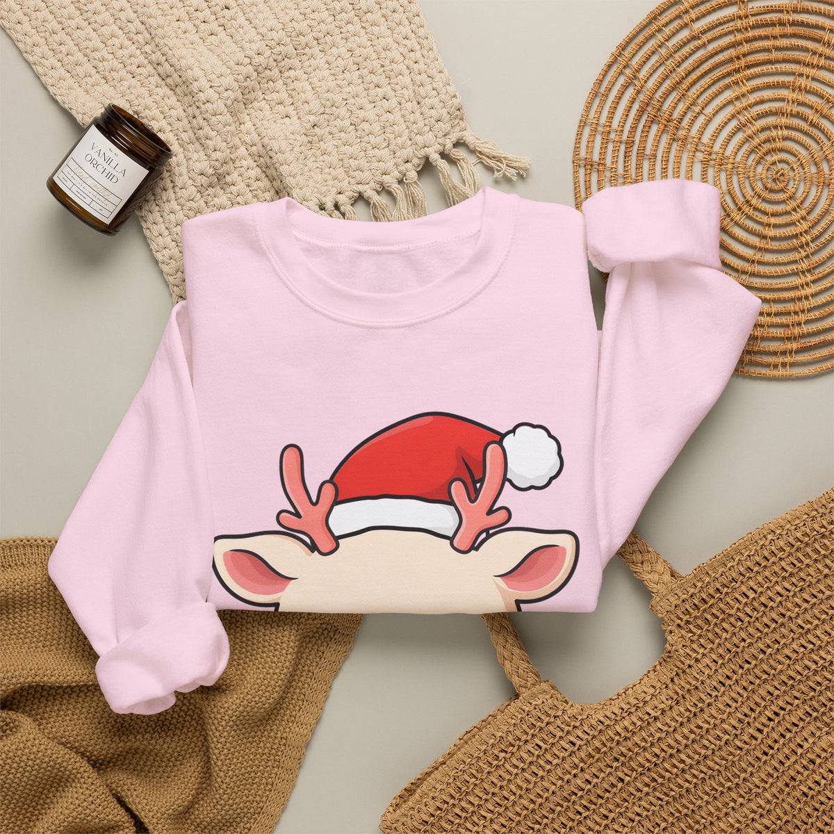 Kawaii Reindeer Christmas Sweatshirt, Cute Holiday Crewneck