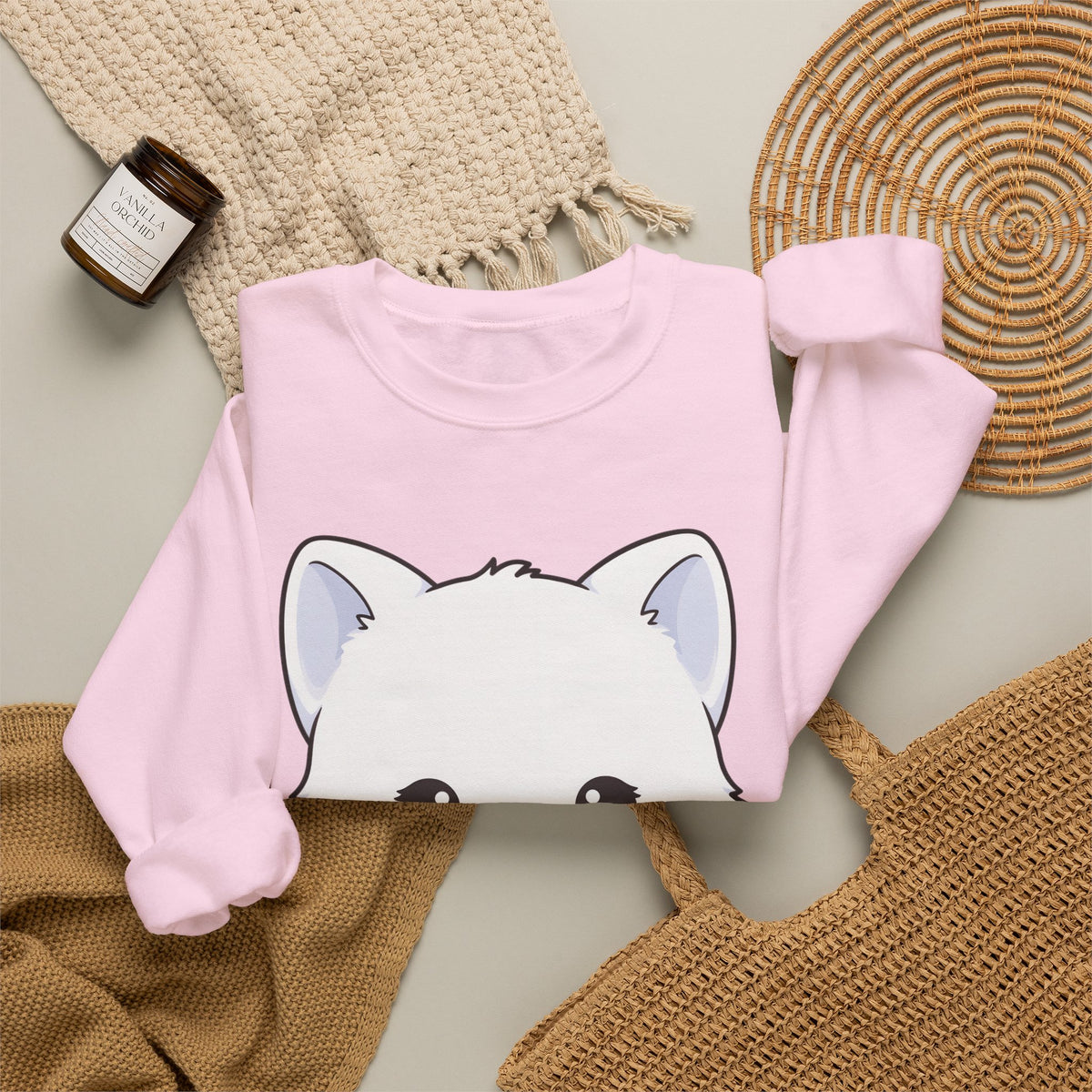 Christmas Cookie Fox Sweatshirt, Kawaii Arctic Fox Crewneck