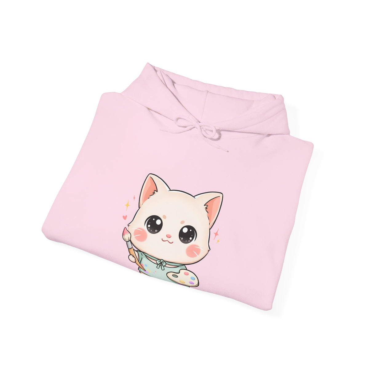 Kawaii Cat Artist Hoodie, Cute Painter Cat Sweatshirt