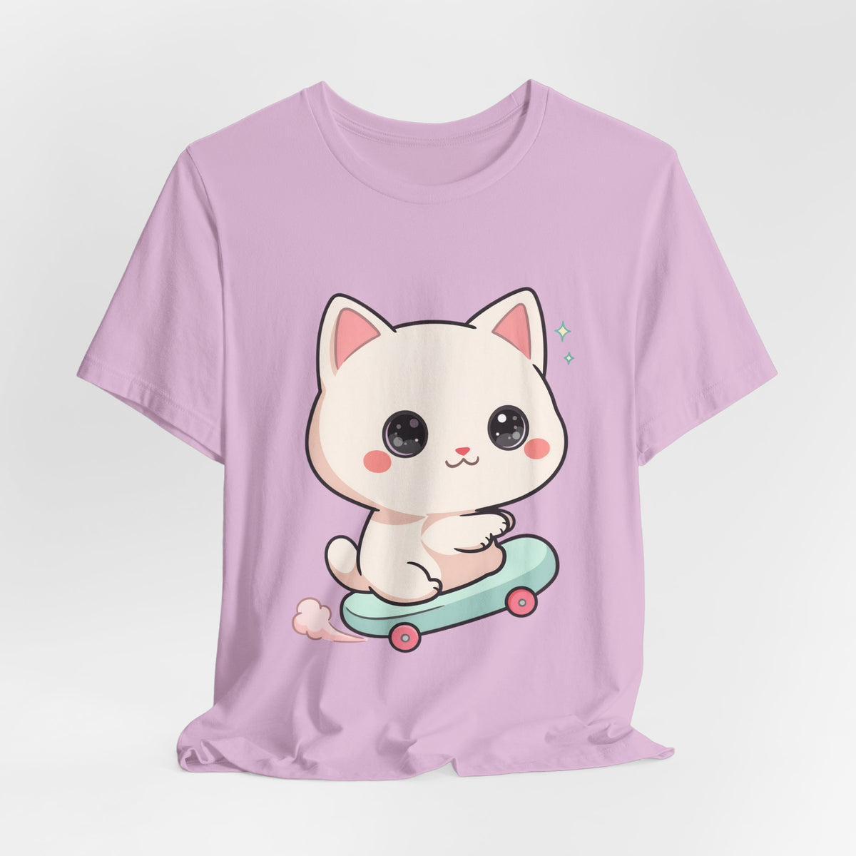 Kawaii Skateboarding Cat T-Shirt – Cute Chibi Kitty Tee