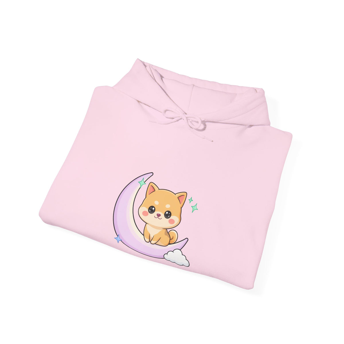 Kawaii Shiba Inu Hoodie, Cute Crescent Moon Sweatshirt