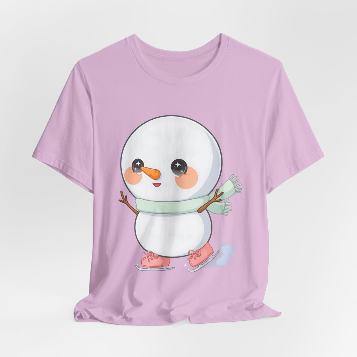 Cute Snowman T-Shirt, Kawaii Ice Skating Holiday Gift