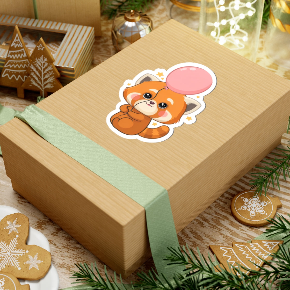 Kawaii Red Panda Sticker with Balloon | Chibi Animal