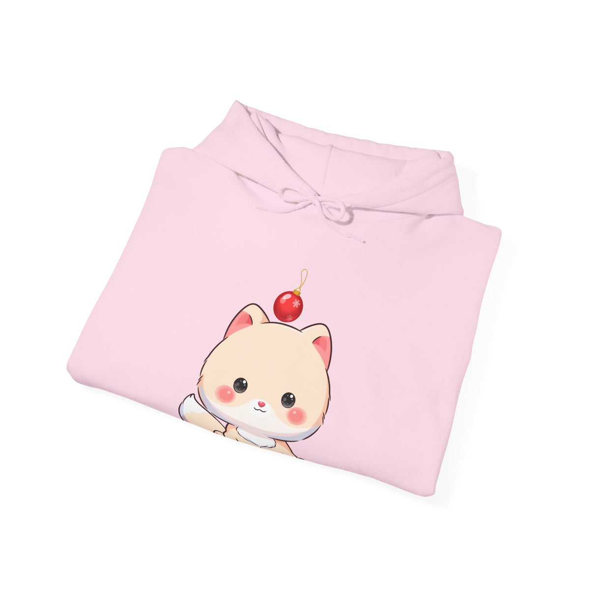 Kawaii Arctic Fox Christmas Hoodie, Unisex Heavy Blend