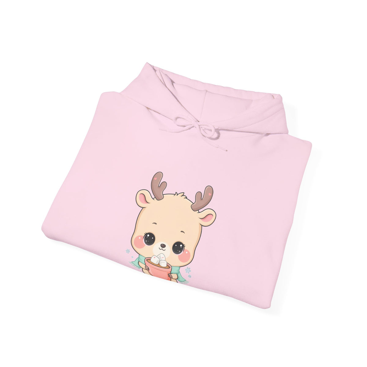 Kawaii Reindeer Hoodie, Cozy Hot Cocoa Sweatshirt