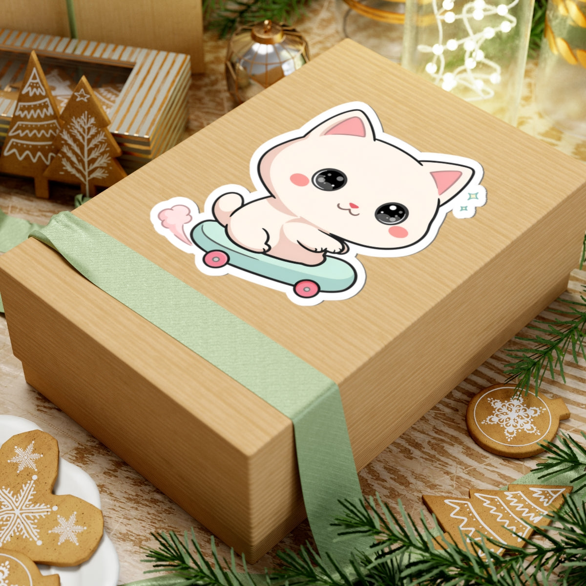 Kawaii Cat Skateboard Sticker for Cat Lovers
