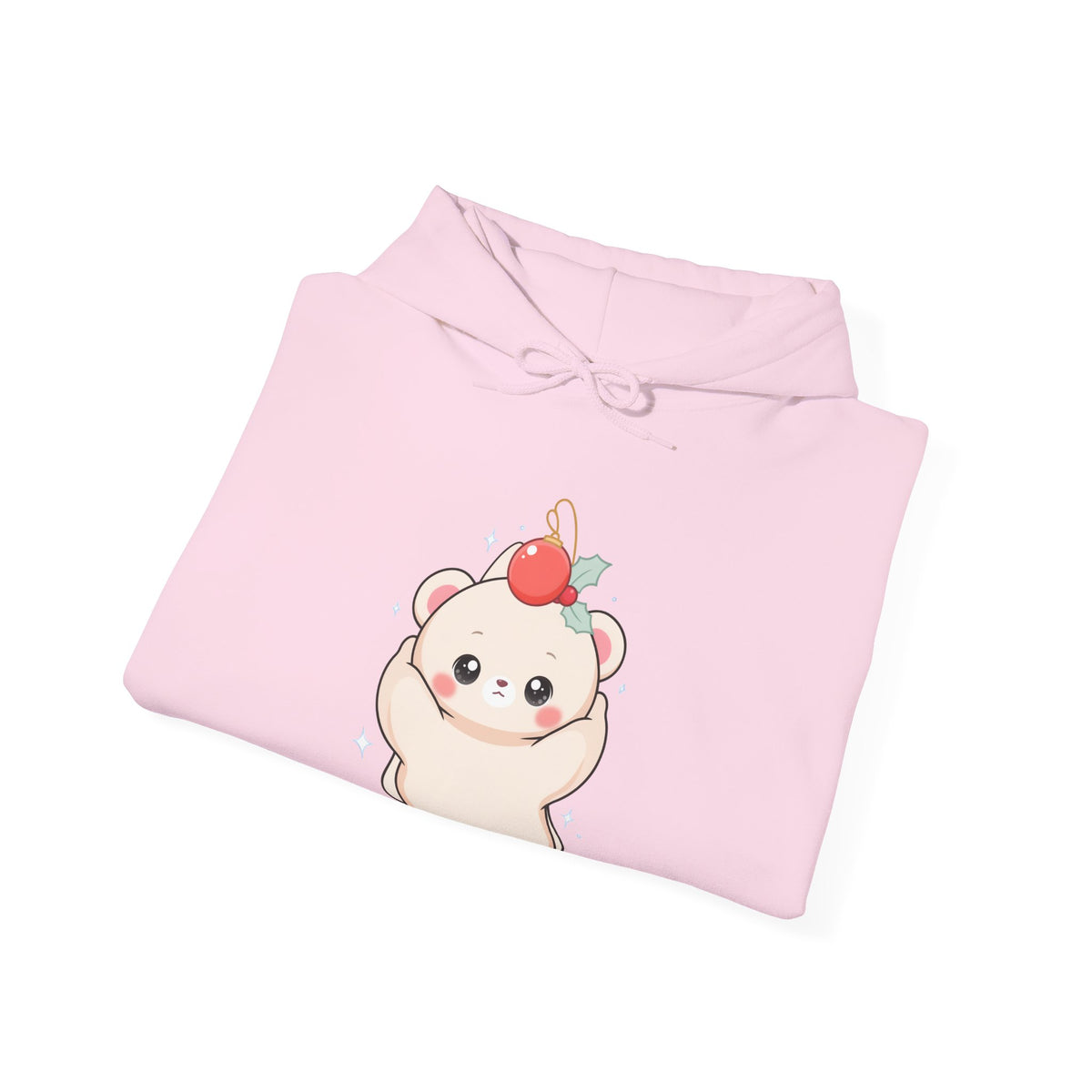 Christmas Polar Bear Hoodie, Cute Kawaii Holiday Sweatshirt