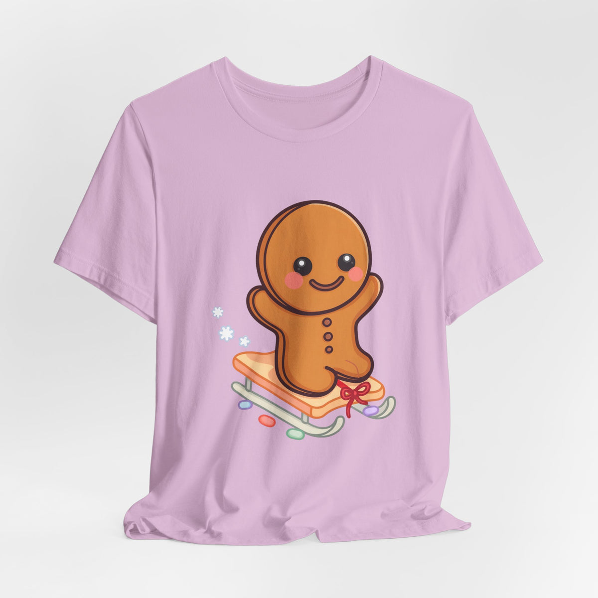 Gingerbread Man T-Shirt – Kawaii Holiday Sledding
