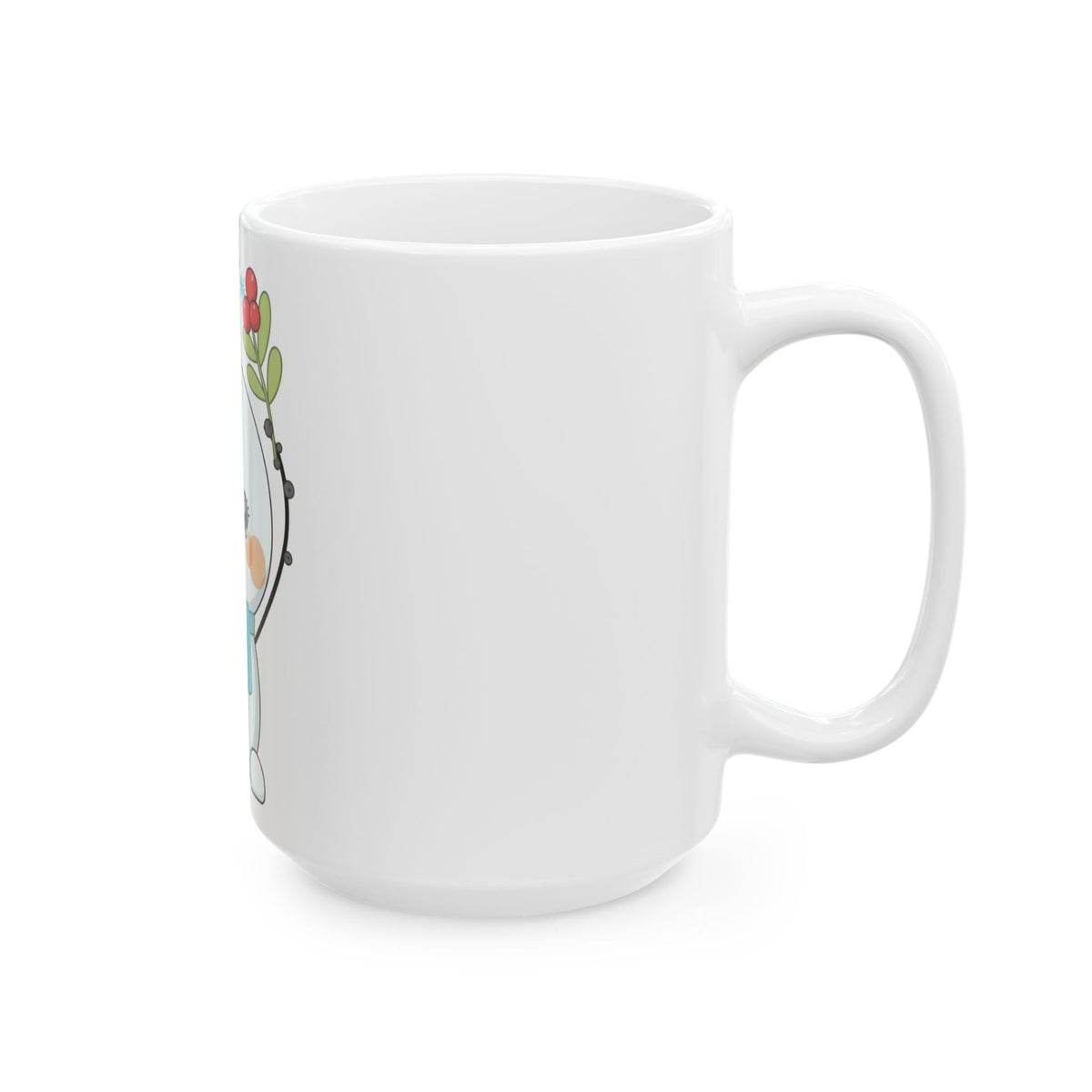 Kawaii Snowman Christmas Mug with Mistletoe