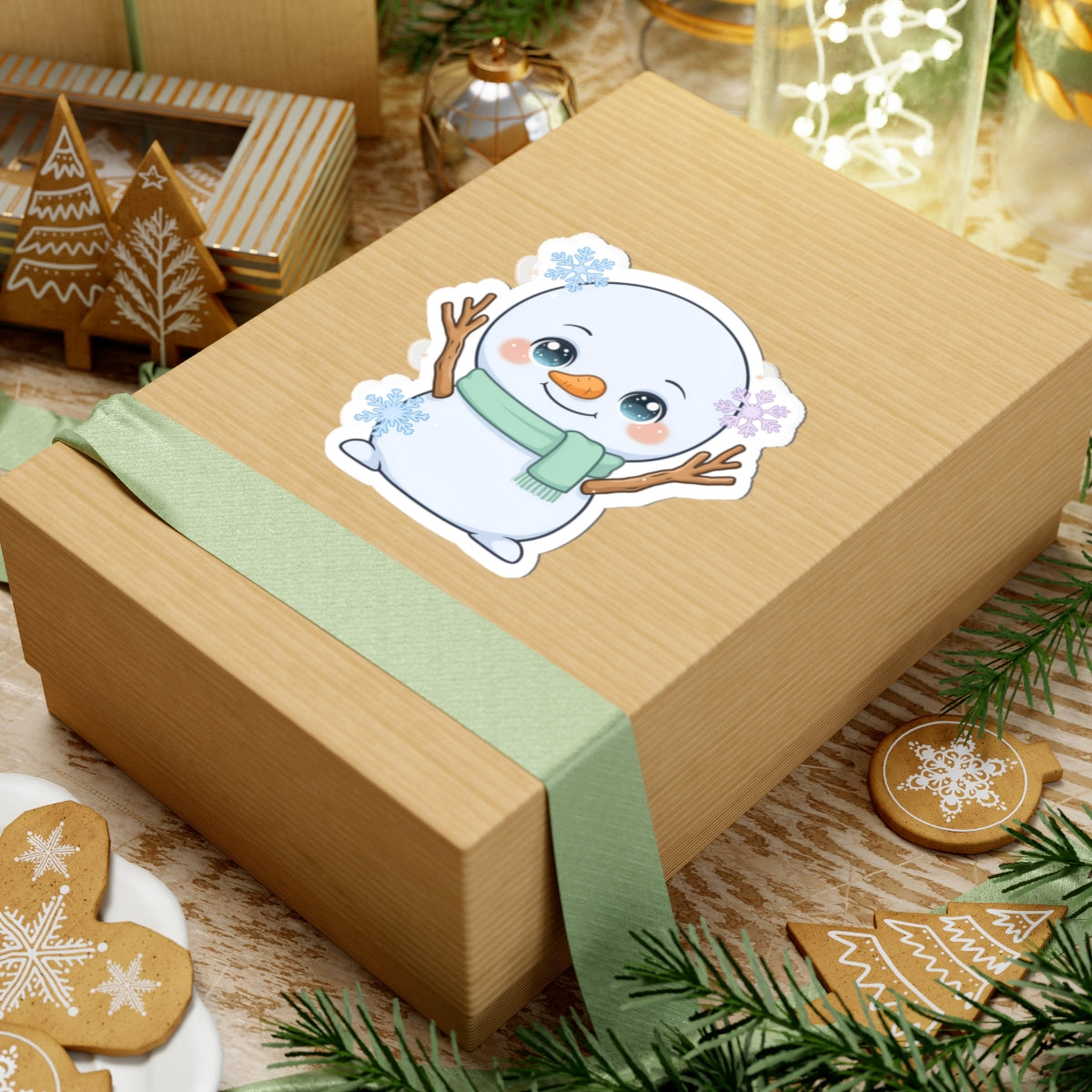 Kawaii Snowman Kiss-Cut Sticker for Winter Cheer