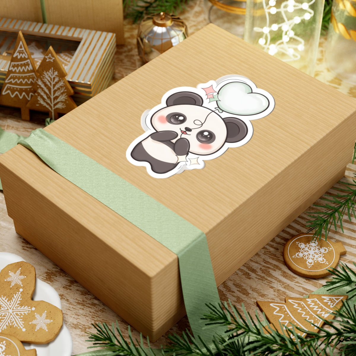Kawaii Panda Sticker with Balloon for Cute Decor