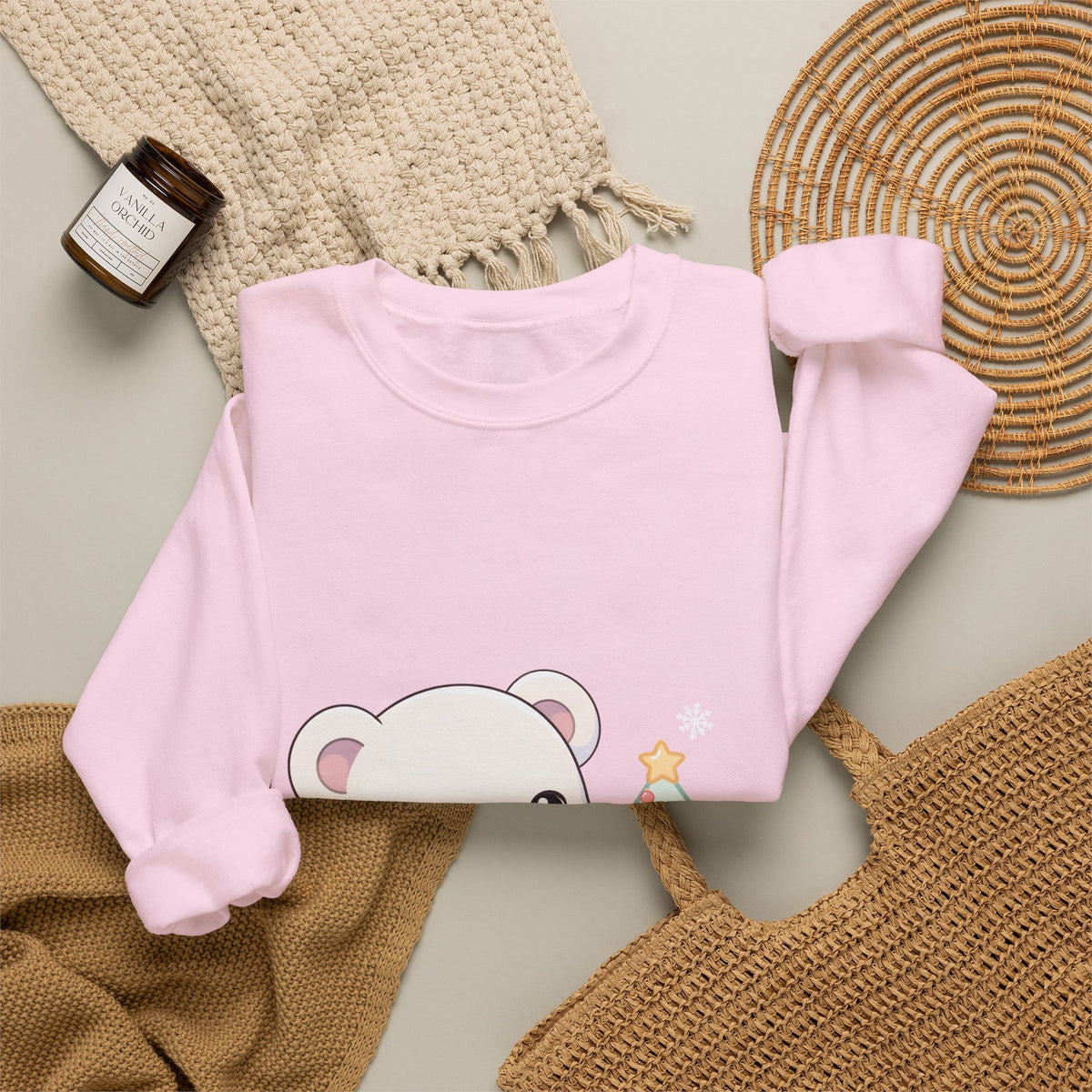 Kawaii Polar Bear Christmas Sweatshirt for Cozy Tree Trimming