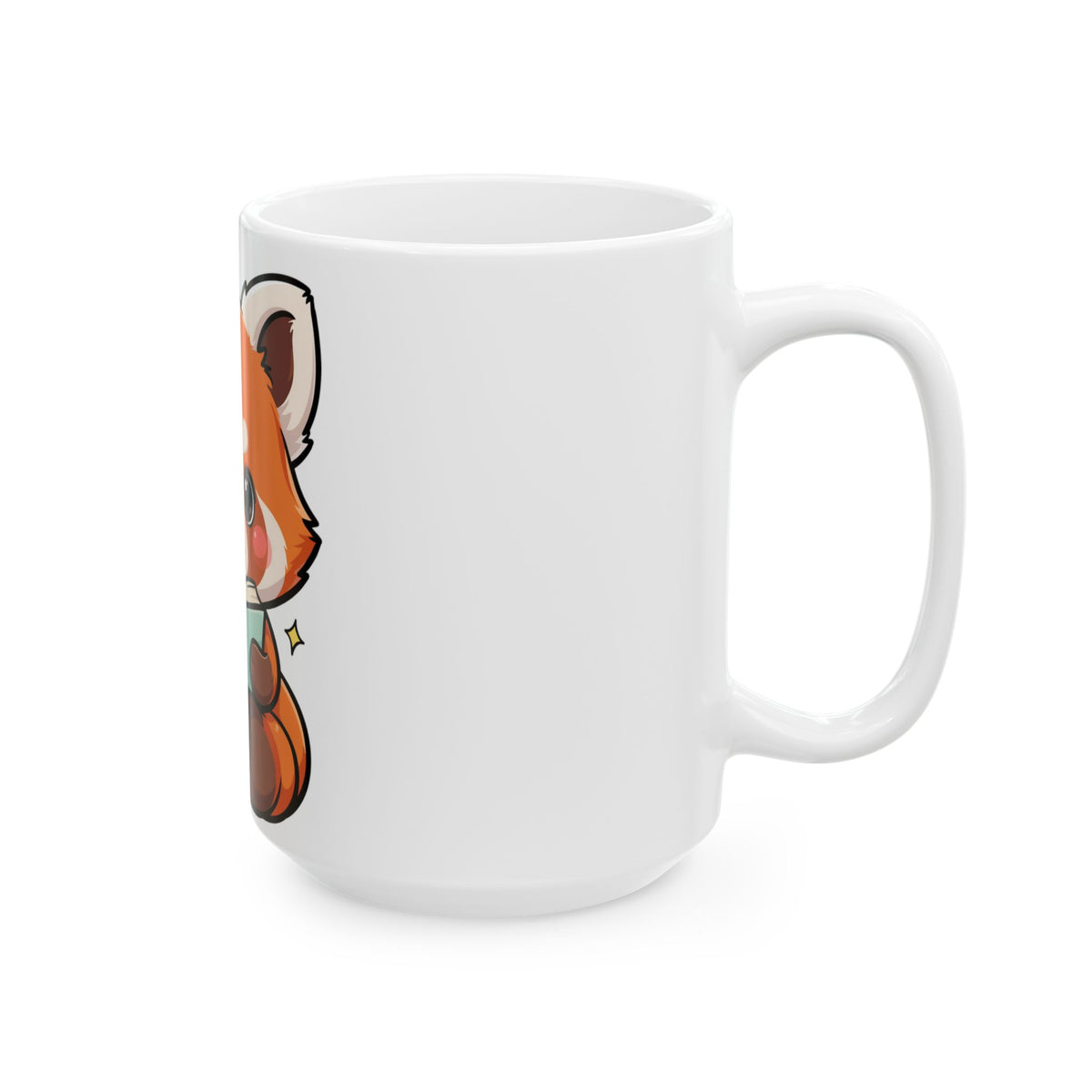 Red Panda Reading Mug, Cute Kawaii Ceramic Coffee Mug