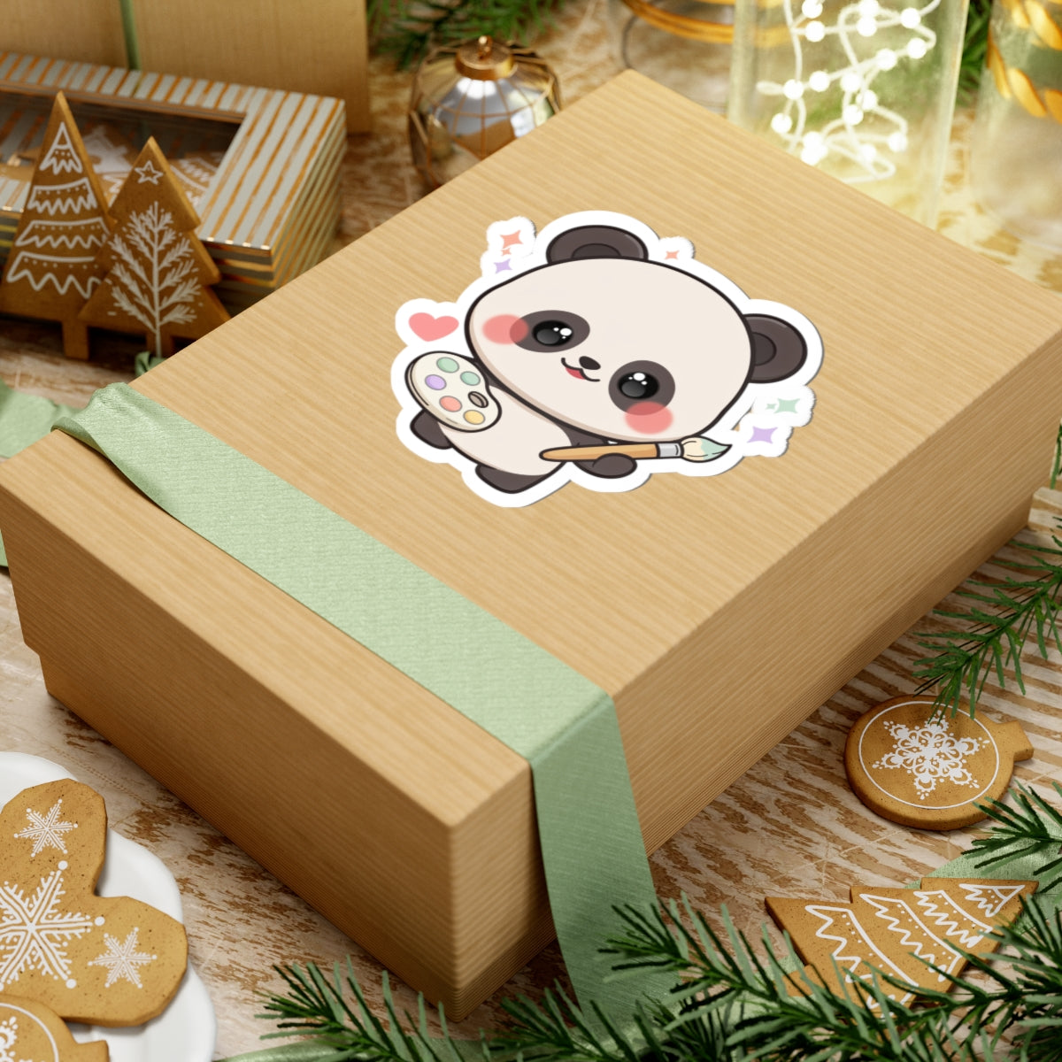 Kawaii Panda Artist Kiss-Cut Sticker for Art Lovers