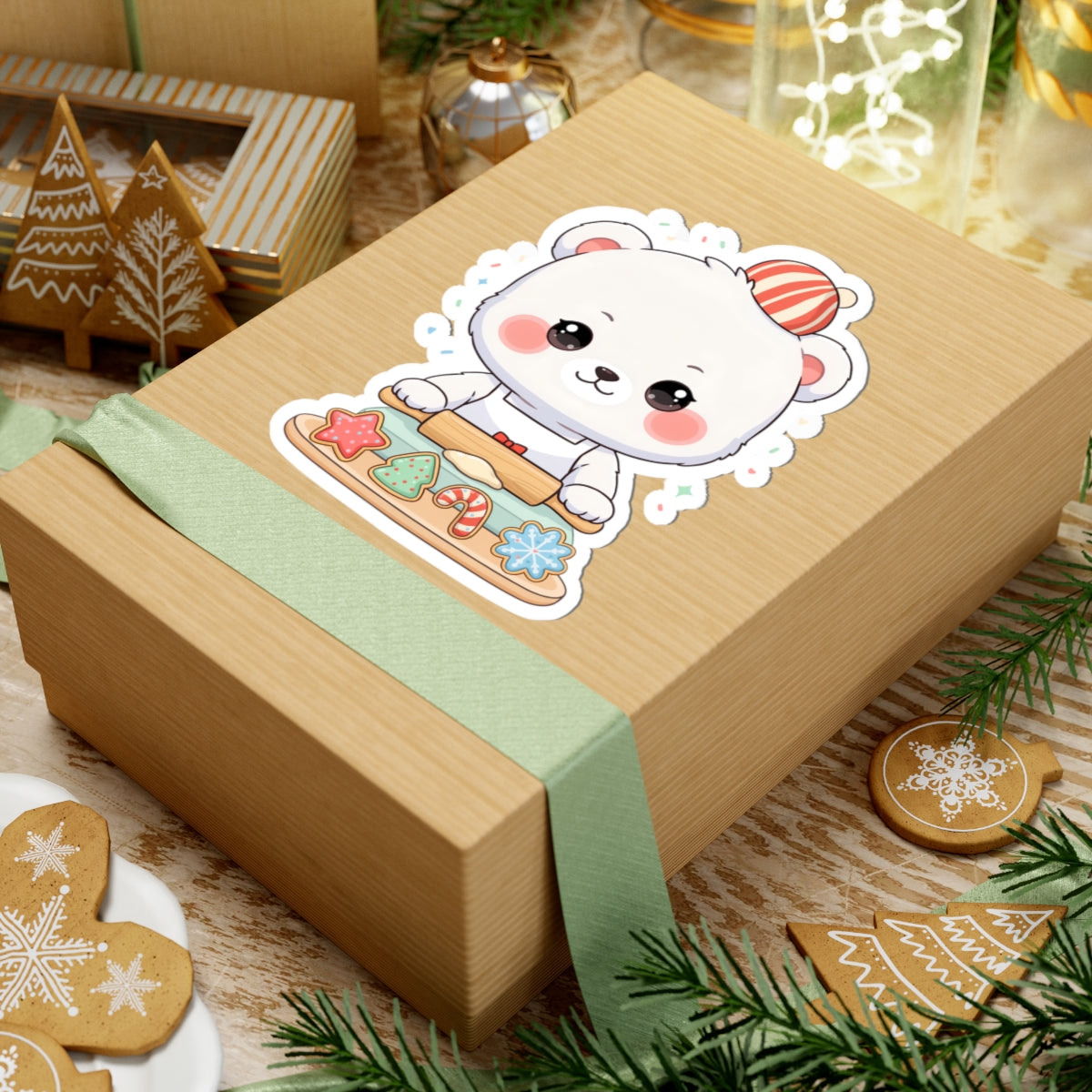 Christmas Baking Polar Bear Sticker for Holiday Cheer