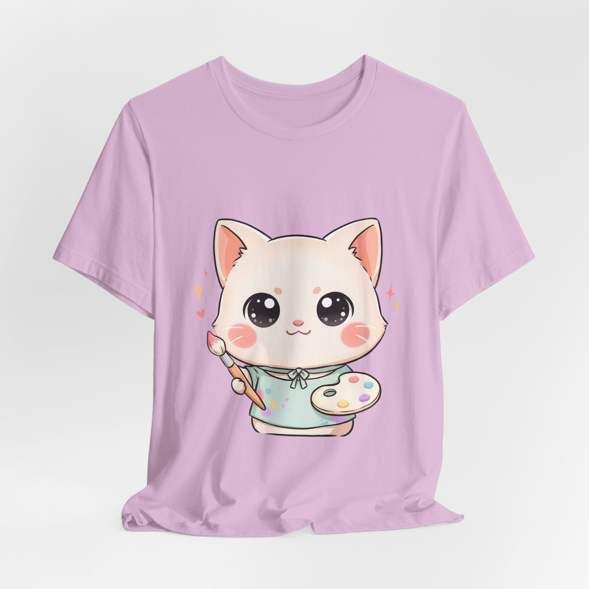 Kawaii Cat Artist T-Shirt for Creative Cat Lovers