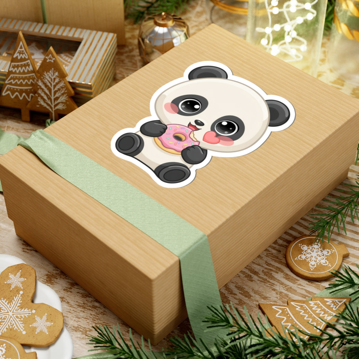 Kawaii Panda Sticker, Cute Donut Lover Vinyl Decal