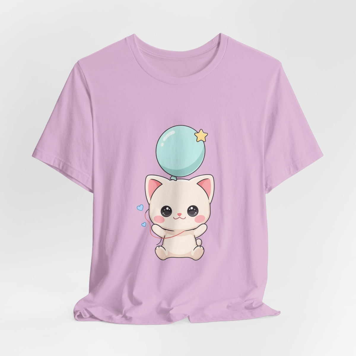 Kawaii Cat Balloon T-Shirt, Cute Chibi Kitty Tee