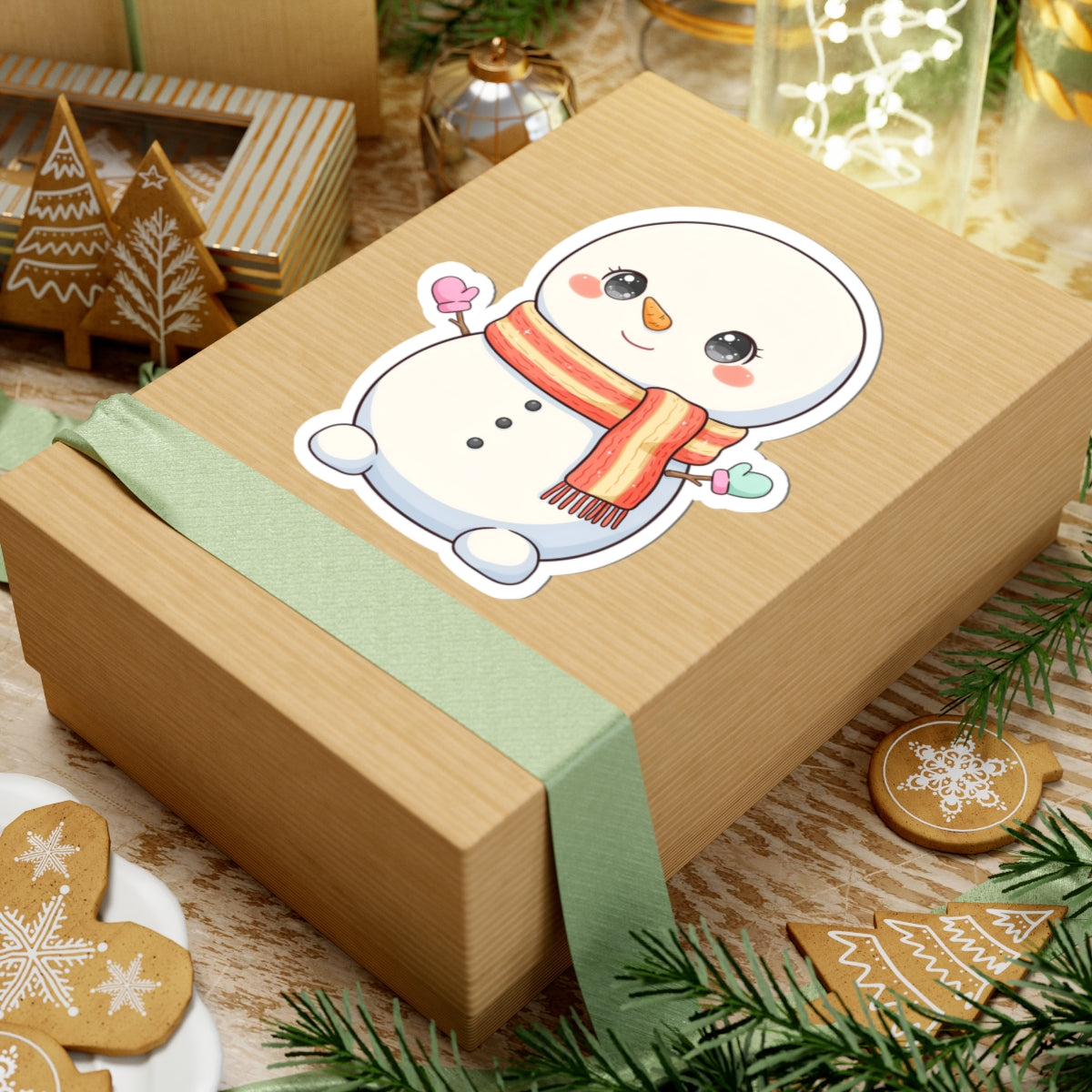 Kawaii Snowman Christmas Sticker for Holiday Gifts