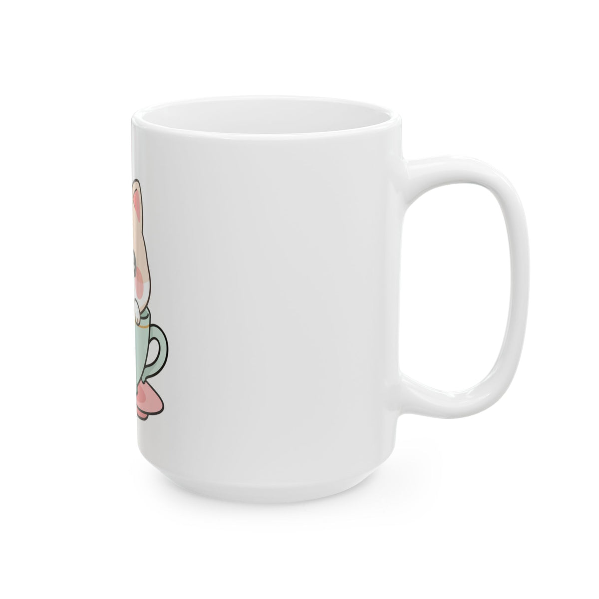 Kawaii Cat Mug, Cute Tea Lover Gift for Cat Fans