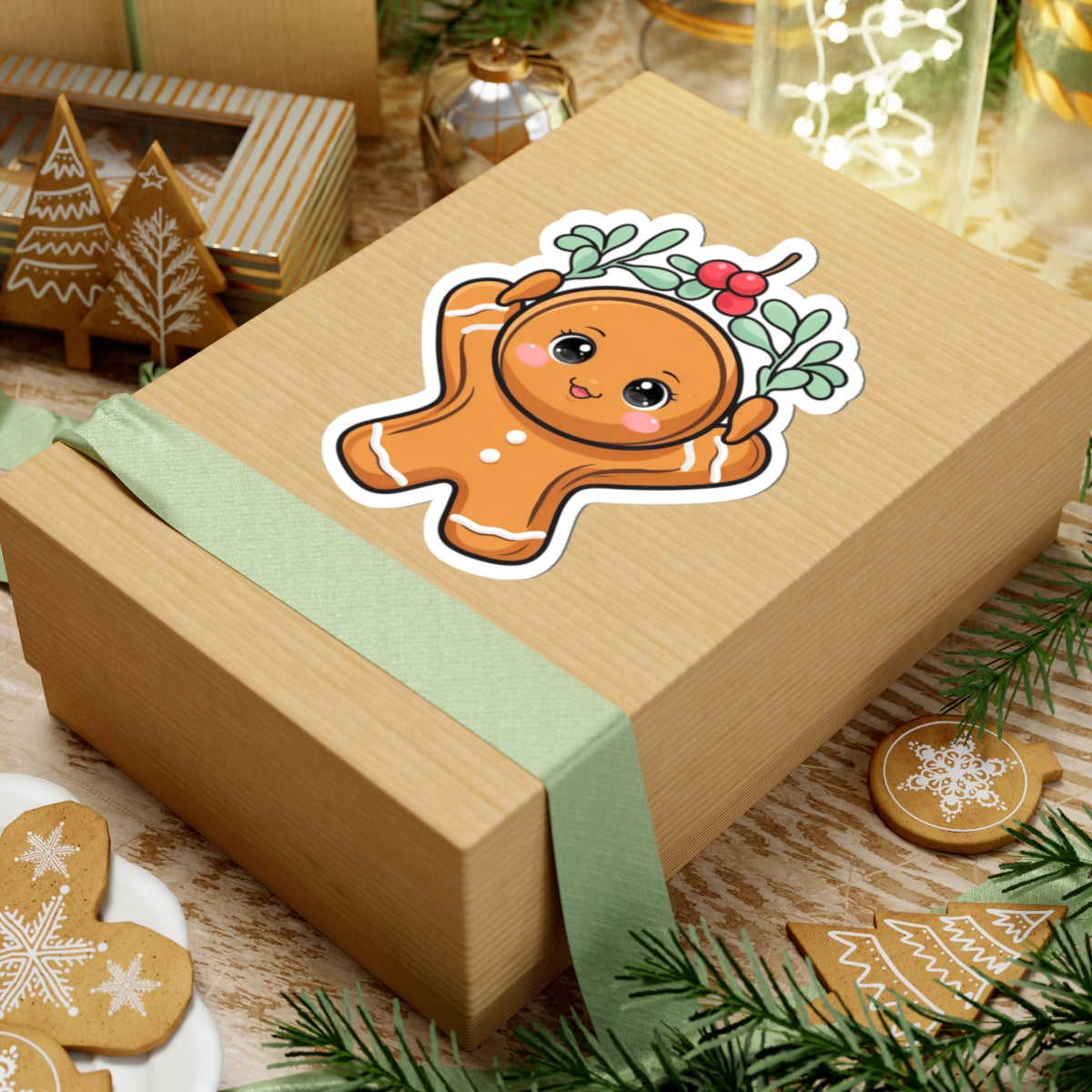 Kawaii Gingerbread Sticker for Cozy Christmas Cheer