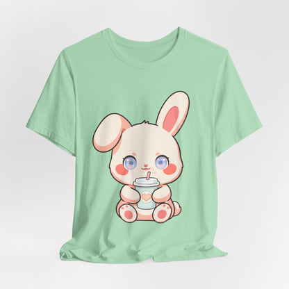 Kawaii Bunny Coffee T-Shirt: Cute Latte Lover Tee