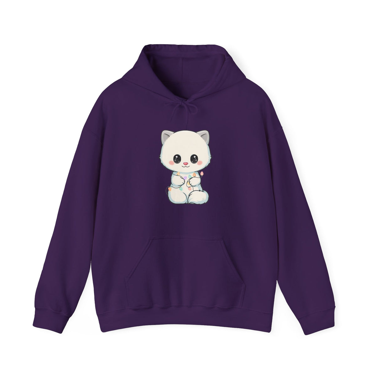 Kawaii Arctic Fox Hoodie with Fairy Lights