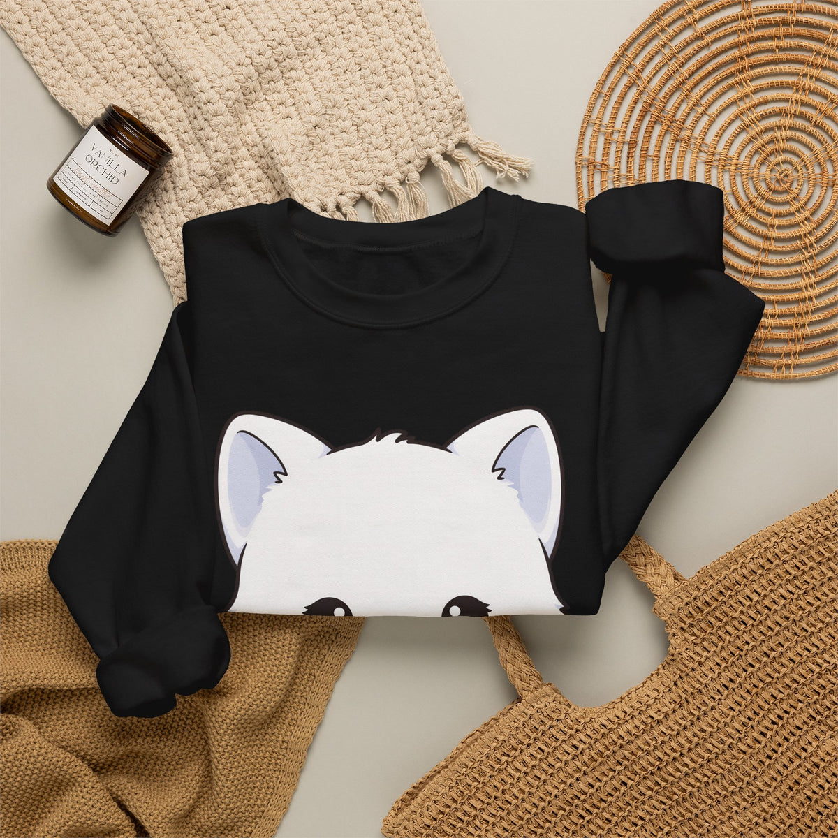 Christmas Cookie Fox Sweatshirt, Kawaii Arctic Fox Crewneck