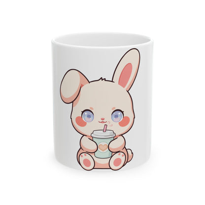 Kawaii Bunny Mug – Cute Latte Sipping Rabbit Ceramic Cup