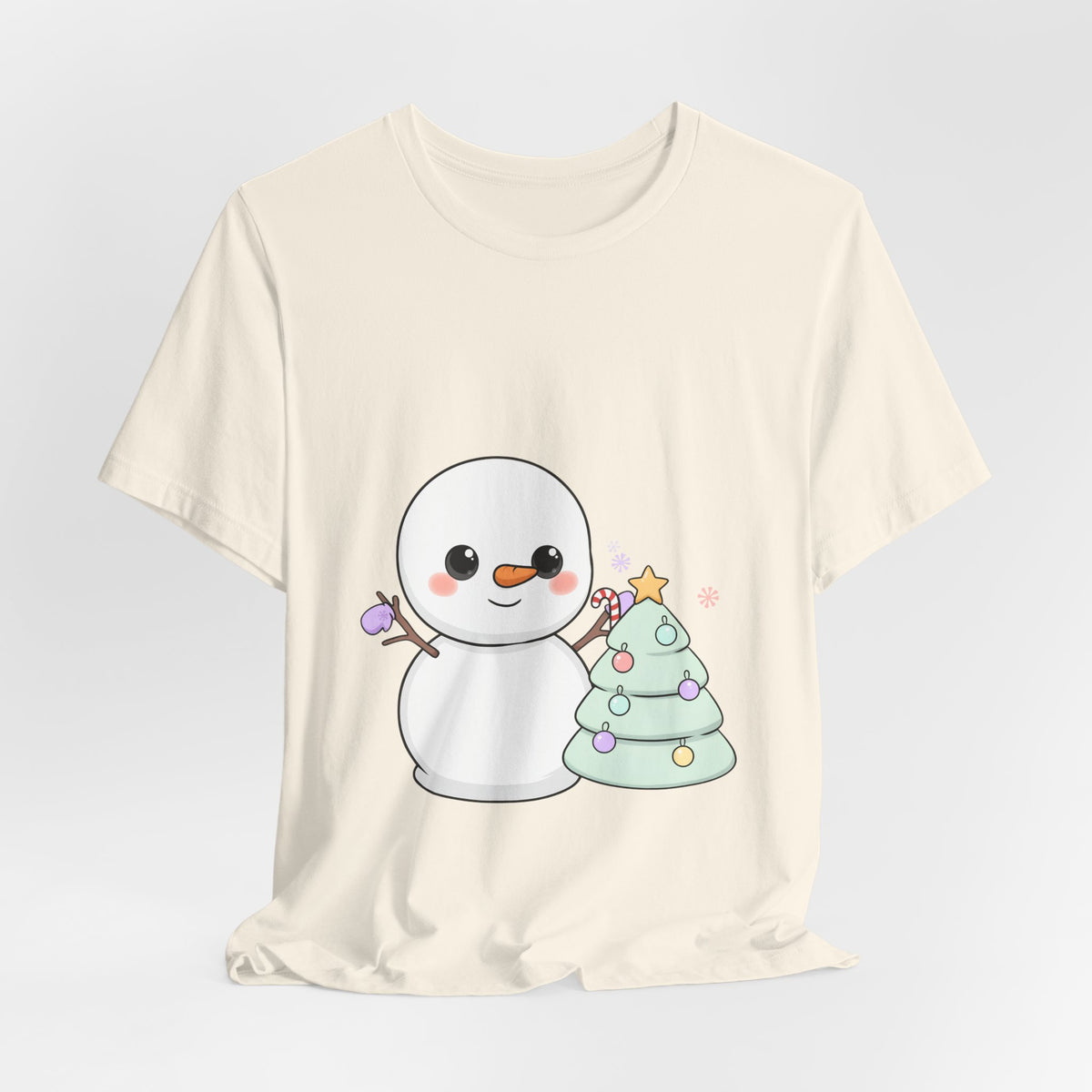 Kawaii Snowman Christmas T-Shirt for Festive Outfits