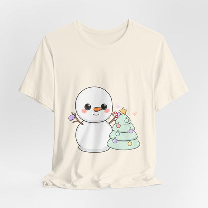 Kawaii Snowman Christmas T-Shirt for Festive Outfits