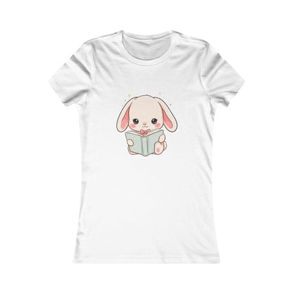 Kawaii Reading Bunny Women's Tee for Book Lovers
