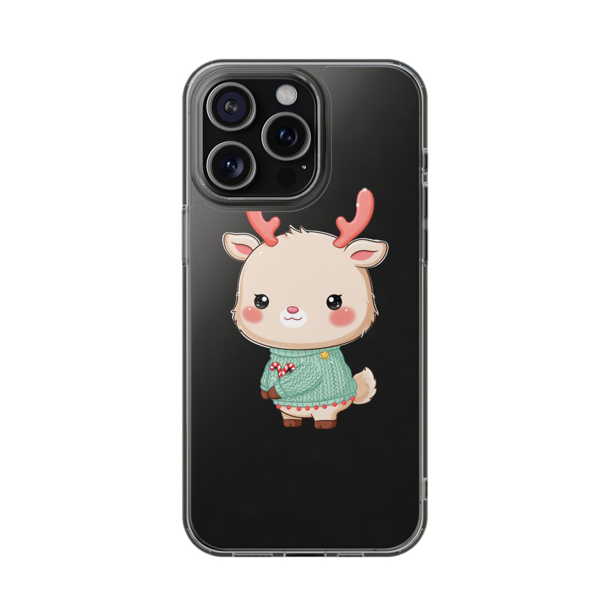 Kawaii Reindeer Clear Impact-Resistant Phone Case