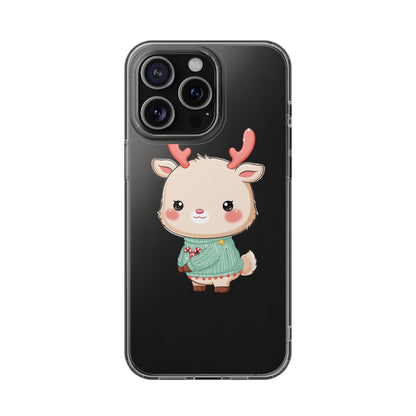 Kawaii Reindeer Clear Impact-Resistant Phone Case