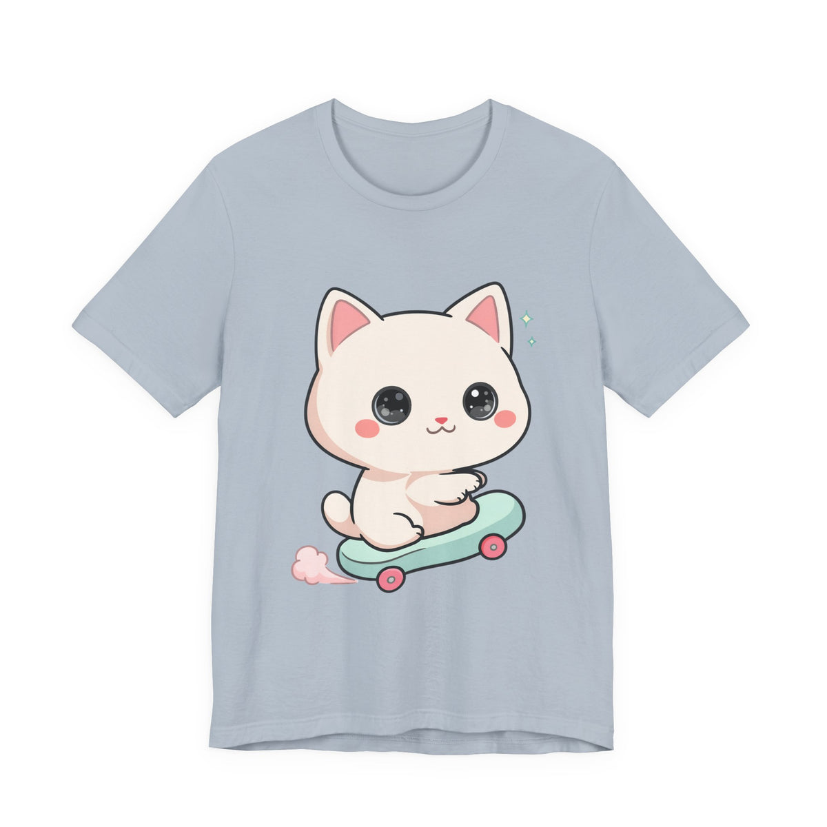 Kawaii Skateboarding Cat T-Shirt – Cute Chibi Kitty Tee