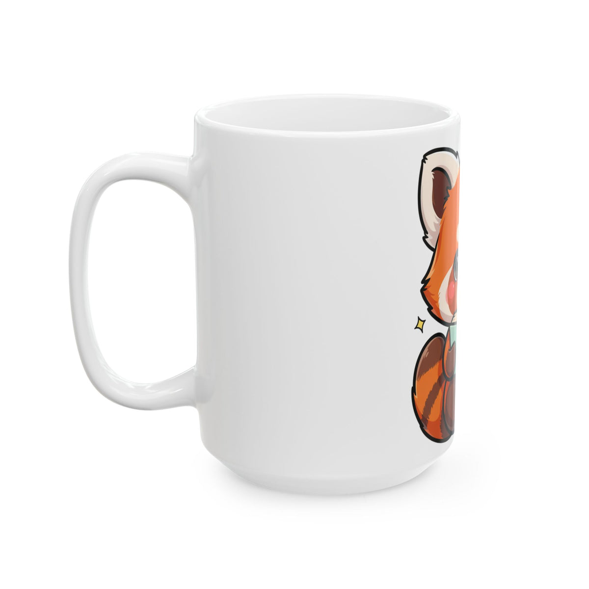 Red Panda Reading Mug, Cute Kawaii Ceramic Coffee Mug