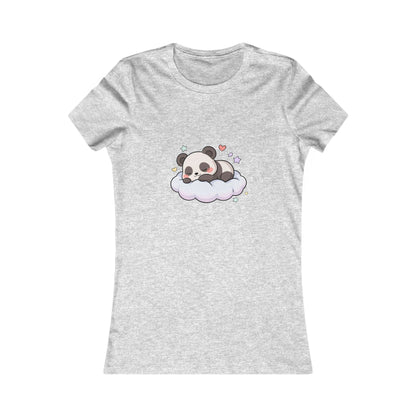 Kawaii Panda Women's Tee, Sleeping Panda on a Cloud