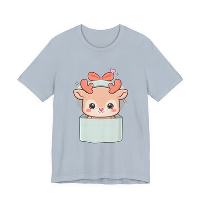 Kawaii Reindeer T-Shirt – Cute Gift Box Christmas Tee