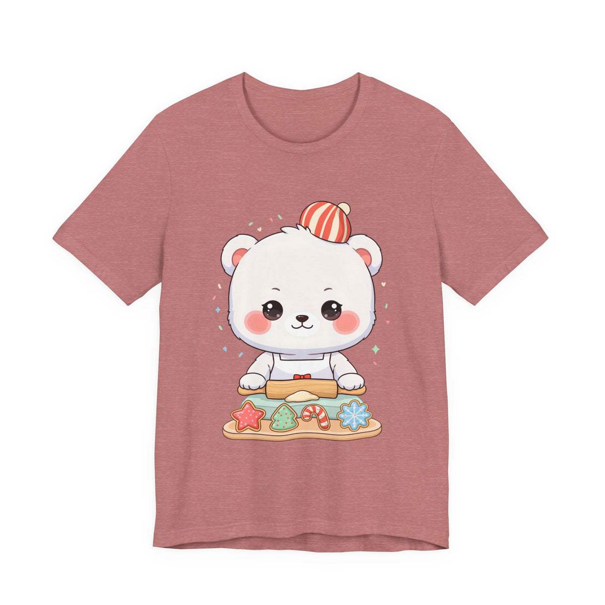 Christmas Cookie Baking Polar Bear Tee, Kawaii Holiday Shirt