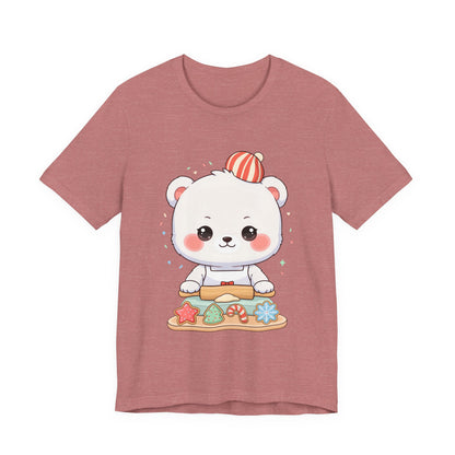 Christmas Cookie Baking Polar Bear Tee, Kawaii Holiday Shirt