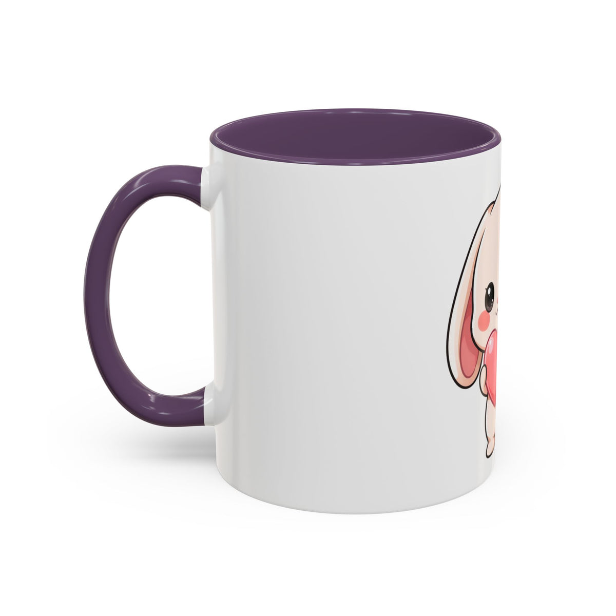 Kawaii Bunny Accent Coffee Mug with Heart, 11oz or 15oz