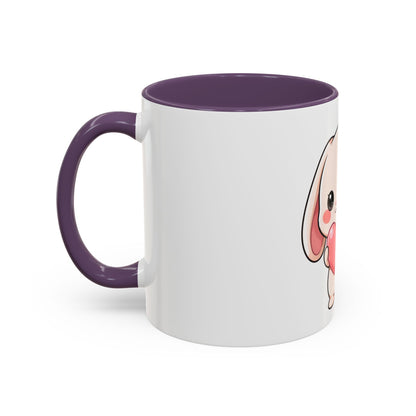 Kawaii Bunny Accent Coffee Mug with Heart, 11oz or 15oz