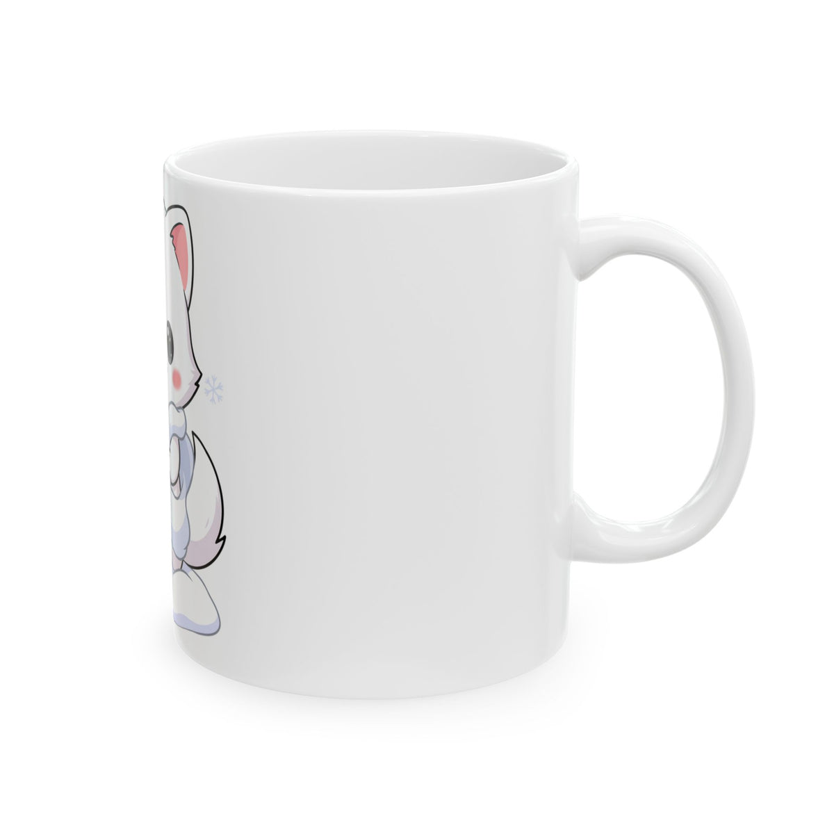 Kawaii Arctic Fox Mug, Cute Snowy Animal Ceramic Cup