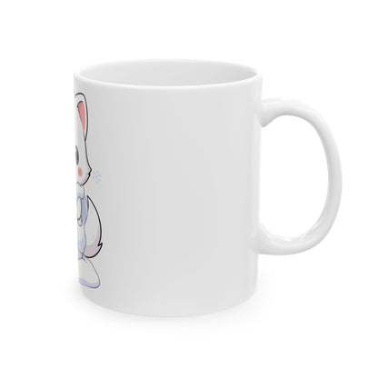 Kawaii Arctic Fox Mug, Cute Snowy Animal Ceramic Cup