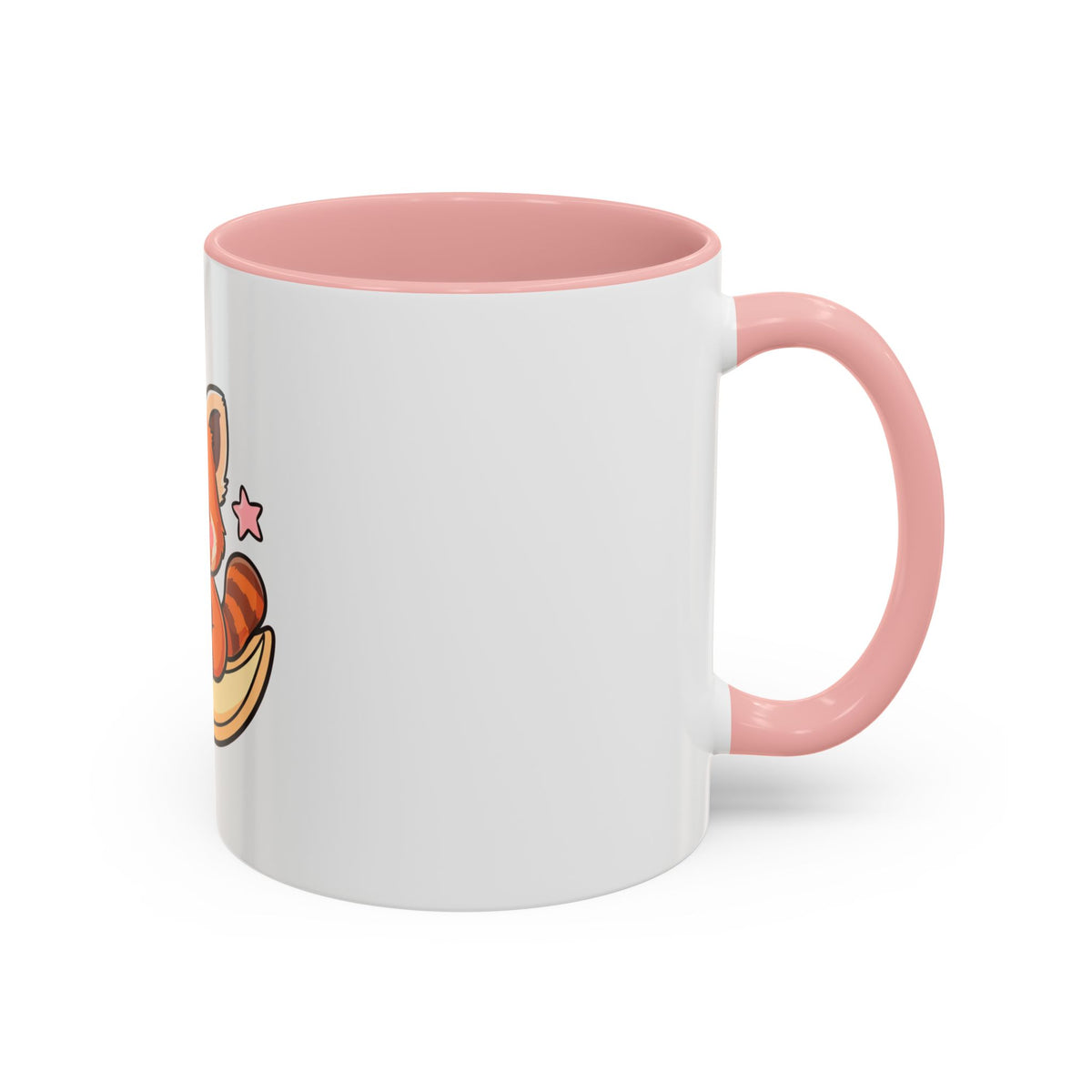 Red Panda Accent Coffee Mug, Kawaii Crescent Moon