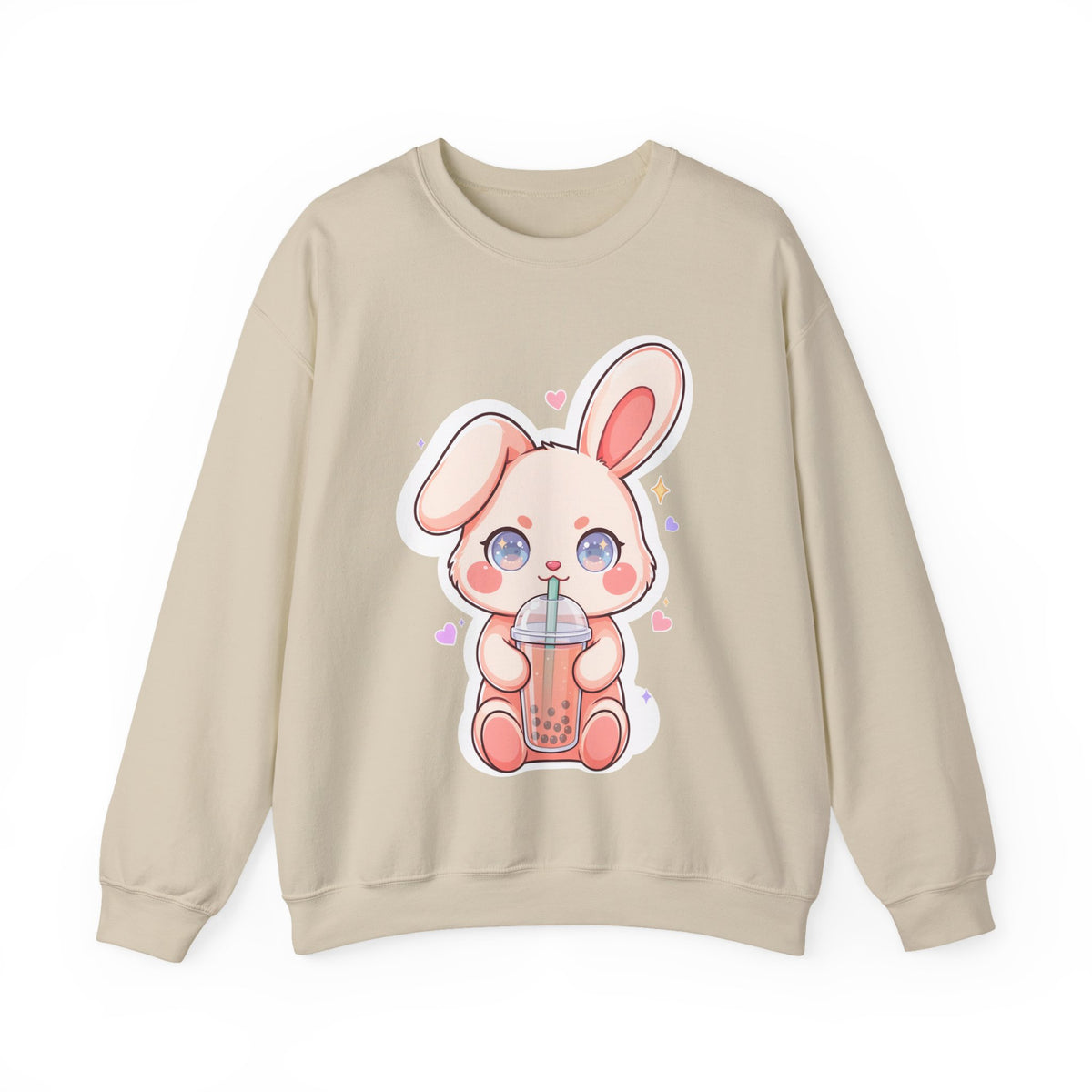 Kawaii Bunny Bubble Tea Sweatshirt, Cute Chibi Crewneck