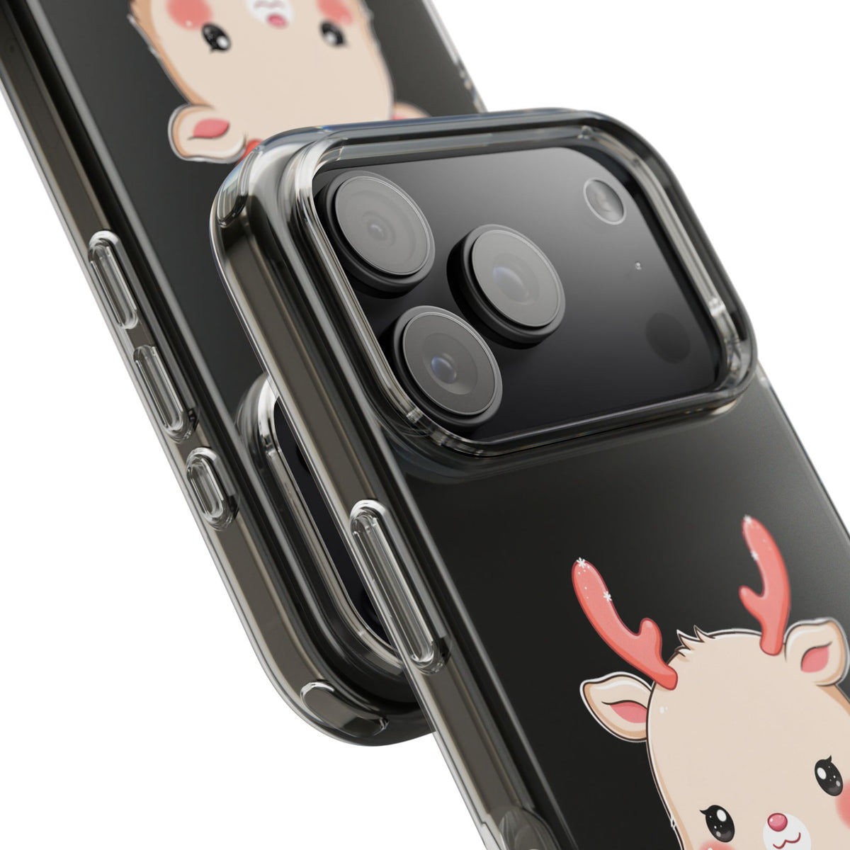 Kawaii Reindeer Clear Impact-Resistant Phone Case