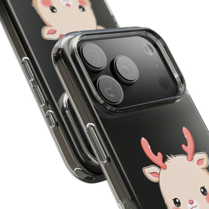 Kawaii Reindeer Clear Impact-Resistant Phone Case