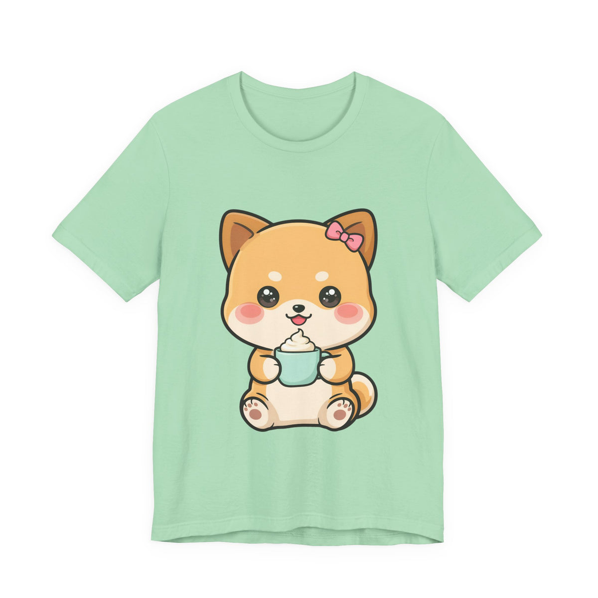 Kawaii Shiba Inu Coffee T-Shirt, Cute Latte Lover Tee